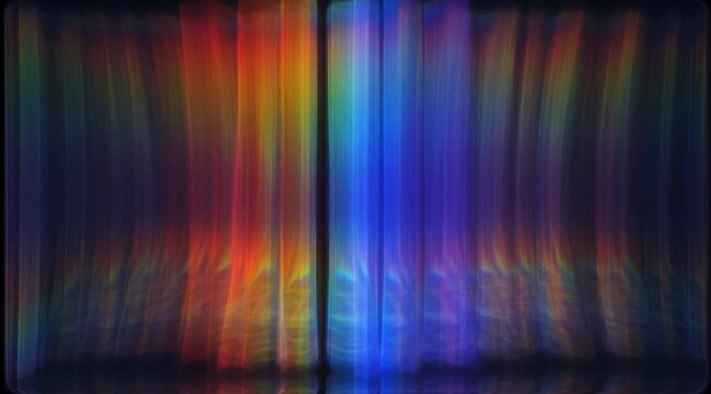 Dynamic vertical light columns shift and glow Psychedelic iridescent holographic spectrum loop