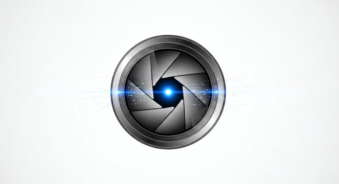 Abstract eye with camera lens aperture iris surveillance concept