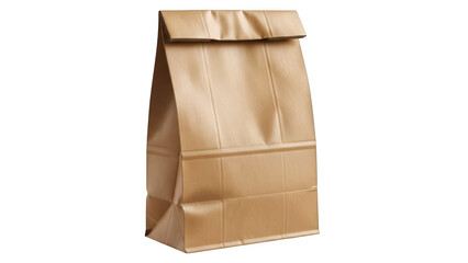 A brown paper bag standing upright against a white background.