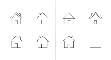 Collection of Simple House Icons, Real Estate and Home Ownership Concept