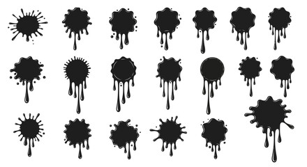 Black Ink Splatter and Drip Collection - Grunge, Abstract Shapes