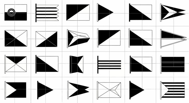 Nautical Signal Flags Collection, Maritime Communication Symbols, International Code Flags