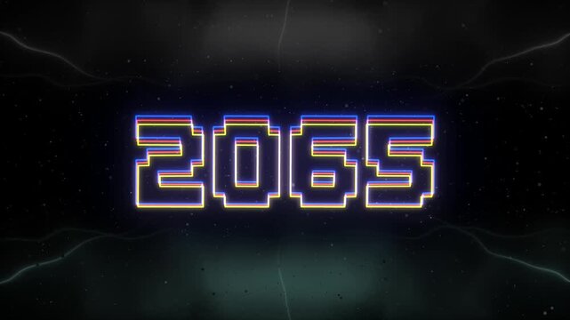 2065 Neon text with retro background