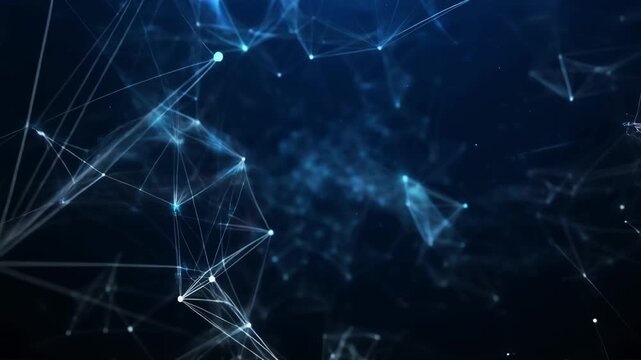 Abstract AI neural network nodes connecting with dynamic lines animation