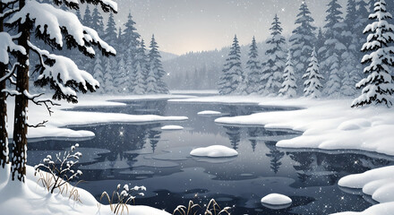 湖とダイヤモンドダスト