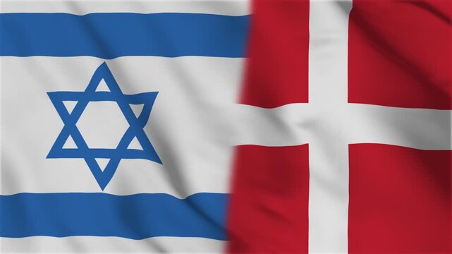 Israel and denmark flag looping animation