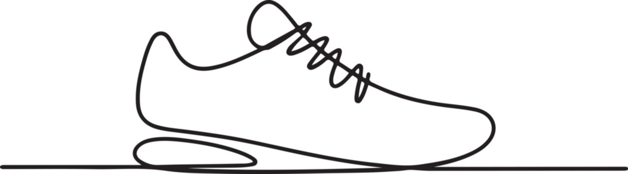 Shoe icon continuous one line drawing outline.one line victor illustration in white Background