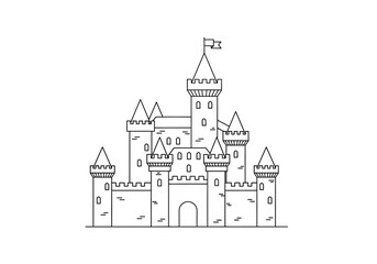 Fototapeta premium A large medieval fortified castle.