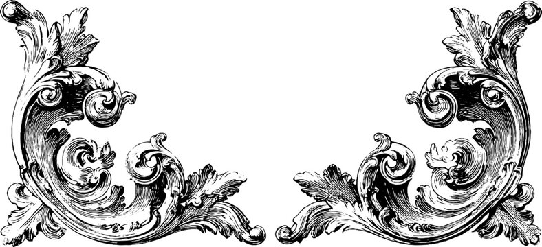 Vintage decorative frame corners and cart design for retro aesthetic projects