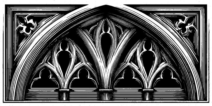 Detailed gothic tracery panel and mullion design for architecture enthusiasts