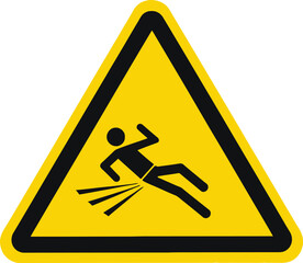 Yellow wet floor slipping hazard sign