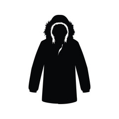 Winter coat with fur hood, elegant silhouette vector illustration for fashion design, furtrimmed parka silhouette vector illustration © MstHumaira
