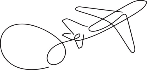 Airplane path in One Continuous line drawing. Business Concept of world travel and international flight airline. One Line Drawing Vector.