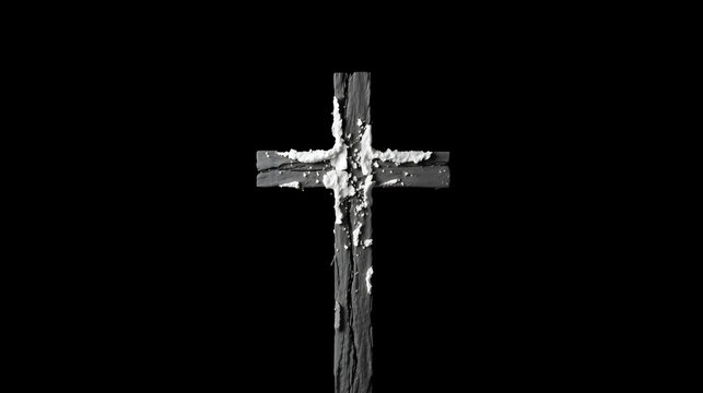 Ash wednesday cross with ashes and dark background symbolizing lent