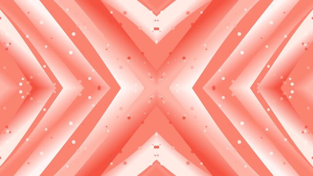A symmetrical design featuring a central point from which four orange and white sections radiate, adorned with small white dots