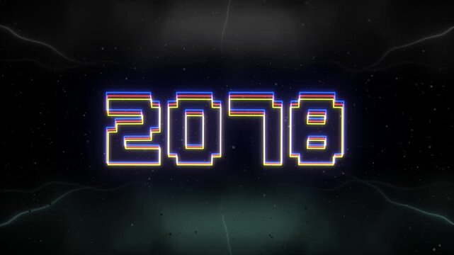 2078 Neon text with retro background