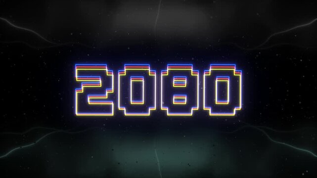 2080 Neon text with retro background