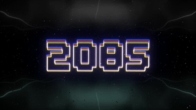 2085 Neon text with retro background