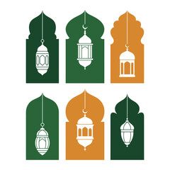 vector set of green mosque