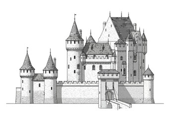 Obraz premium Medieval Castle Architecture Design Elements.