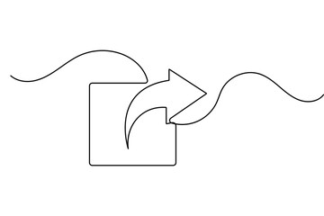 Obraz premium Share icon in continuous one line drawing with minimalist style isolated on white background vector