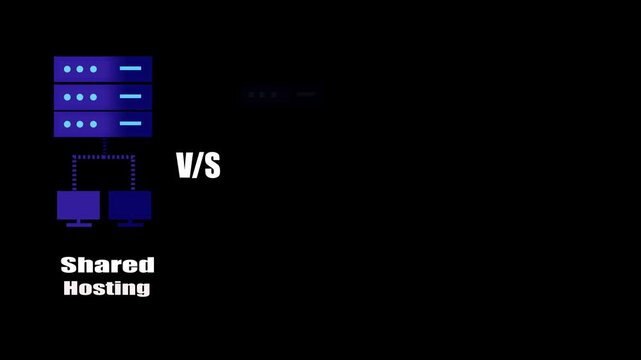 Shared vs Dedicated vs Cloud Hosting Comparison &ndash; Modern Web Hosting Illustration on Black Background