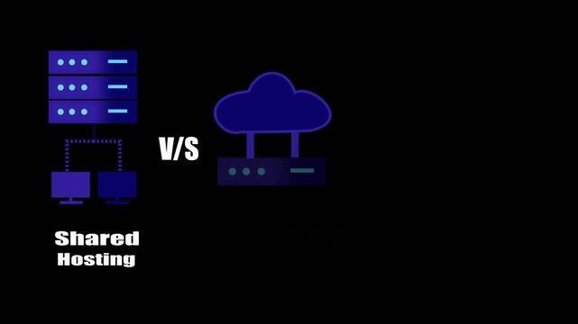 Shared vs VPS vs Dedicated Hosting Comparison &ndash; Modern Web Hosting Illustration on Black Background