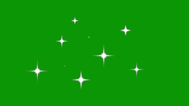 twinkle Stars blast animated, flat vector doodles, Glitter sparkle animated, shiny glowing star animation, shiny glowing stars animation, blinking bokeh light effect green scree background. 4k video