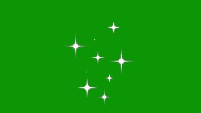 twinkle Stars blast animated, shiny glowing stars animation, flat vector doodles, Glitter sparkle animated, shiny glowing star animation, blinking bokeh light effect green scree background. 4k video