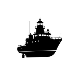 Obraz premium Modern Coastal Patrol Vessel Silhouette Vector Art