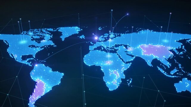 Dynamic Global Tech Network with Data Signal Animation