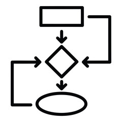 Flowchart diagram illustrating a decision-making process with multiple outcomes. isolated on white background, Vector