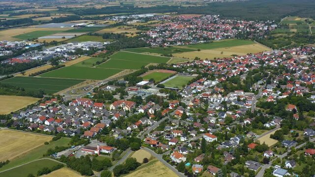 Aerial view of the castle Schloss Alsbach in south Germany beside the city Alsbach . On a sunny day in Summer. 
