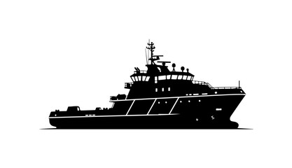 Modern Research and Supply Vessel Silhouette Vector Art