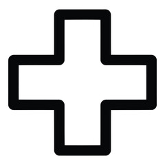 Fototapeta premium A bold and striking black cross symbol with thick lines and rounded edges isolated on white background, Vector