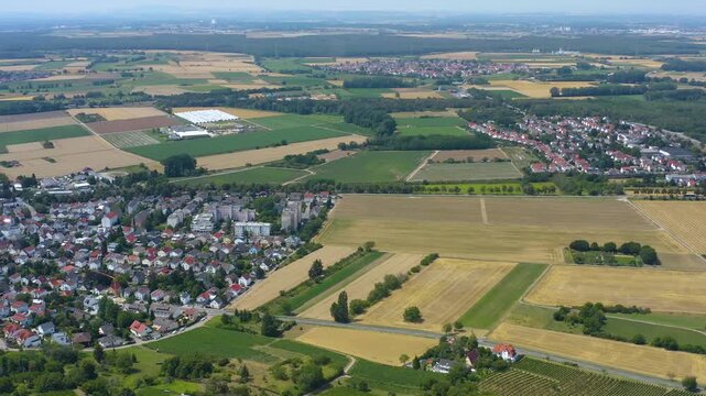 Aerial view of the castle Schloss Alsbach in south Germany beside the city Alsbach . On a sunny day in Summer. 