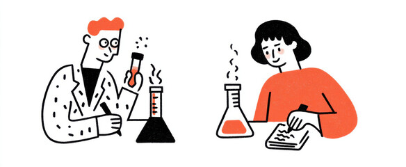 Obraz premium The scientific project notes capture the intense curiosity and careful attention during experiments.