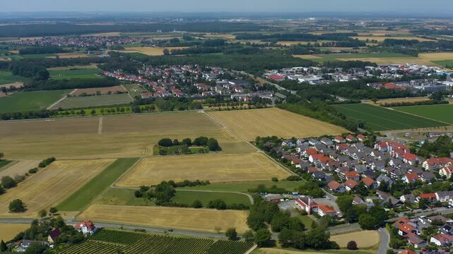 Aerial view of the city Alsbach in south Germany . On a sunny day in Summer. 