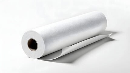 Fototapeta premium A wallpaper roll mockup shines, like a texture jewel on a white canvas.