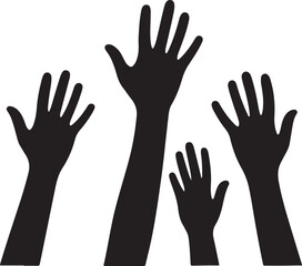 Obraz premium Reaching hands set of silhouette vector