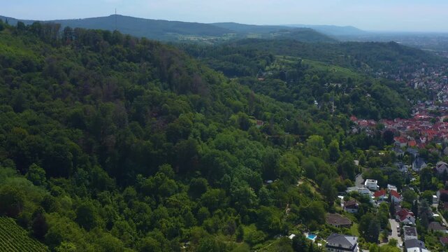 Aerial view of the castle Schloss Auerbach in south Germany beside the city Auerbac . On a sunny day in Summer. 