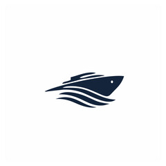 Obraz premium A stylized illustration of a fish swimming in the ocean from a side viewpoint, w34.svg reference