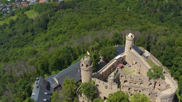 Aerial view of the castle Schloss Auerbach in south Germany beside the city Auerbach . On a sunny day in Summer. 