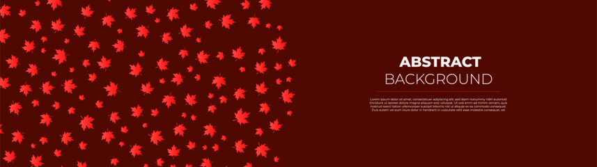 Red maple leaves seamless pattern on dark brown background. Autumn fall foliage repetitive background for textile and wallpaper.