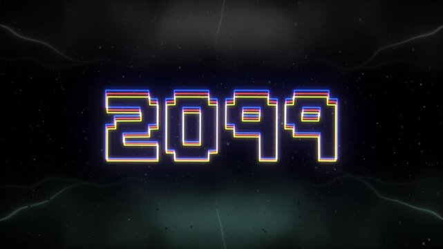 2099 Neon text with retro background