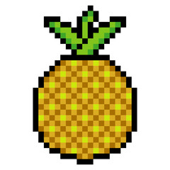 Pineapple with 8 bit pixel art style