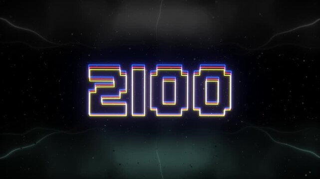 2100 Neon text with retro background