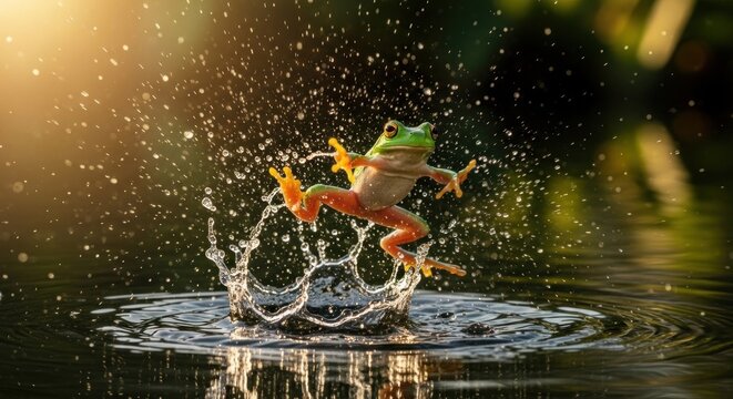 frog in water