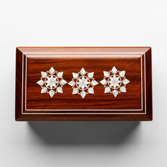 Elegant Polished Wooden Box Nacre Star Inlay Studio Shot Object