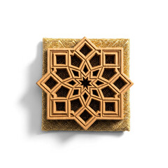 Islamic Geometric Wood Carving Star Pattern Isolated on White Background